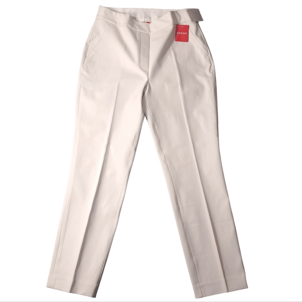 SPANX Women's Slim Straight Pants Classic White Size S Petite 20372Q Grey Lining - Picture 3 of 16